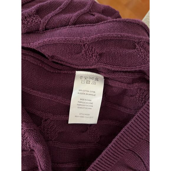 Minnie Rose Dark Purple Loganberry Cableknit Belted Duster XL NWT $275 - Picture 7 of 7